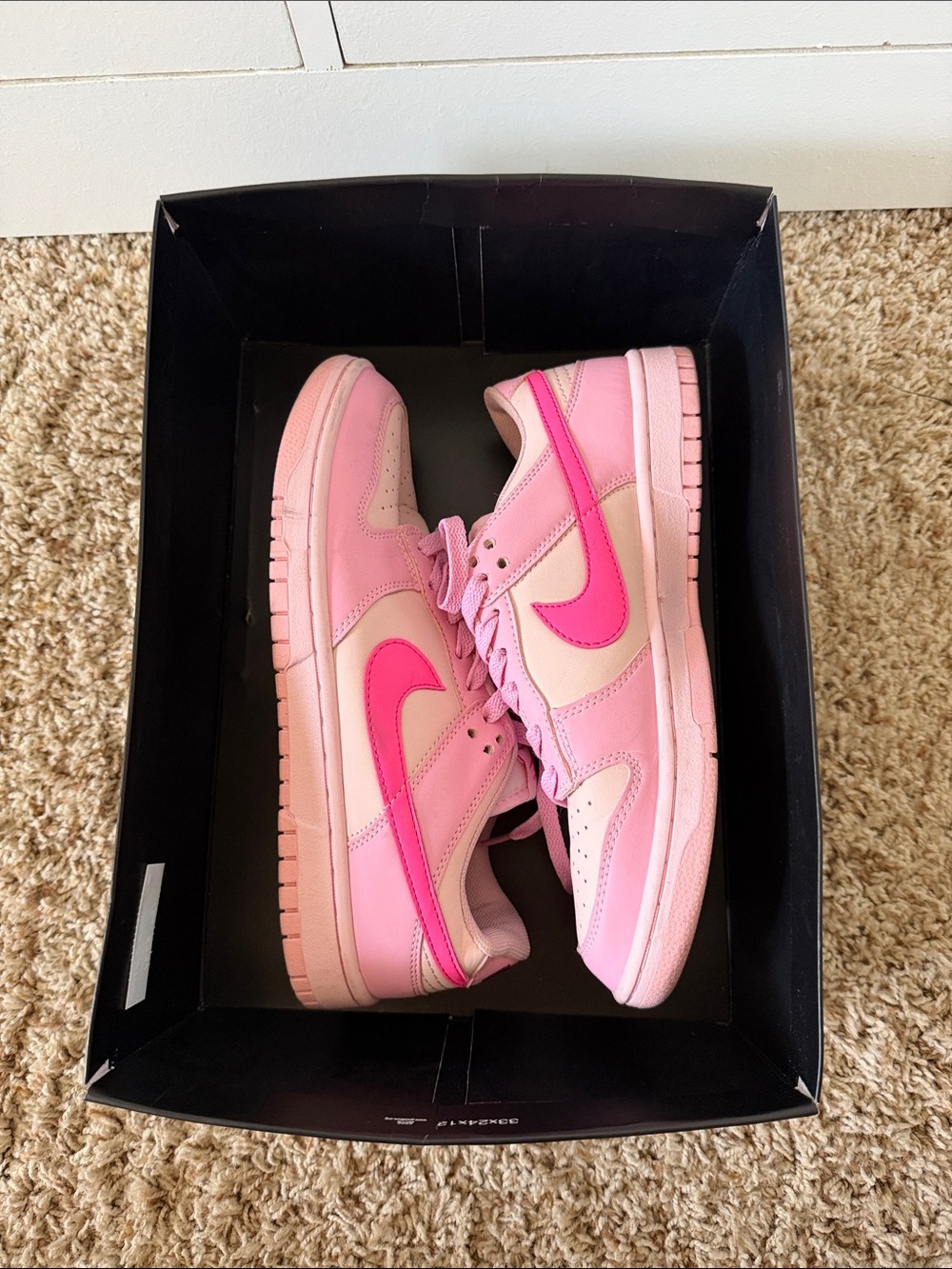 Nike Women's Pink Low-Top Sneakers with Hot Pink Swoosh